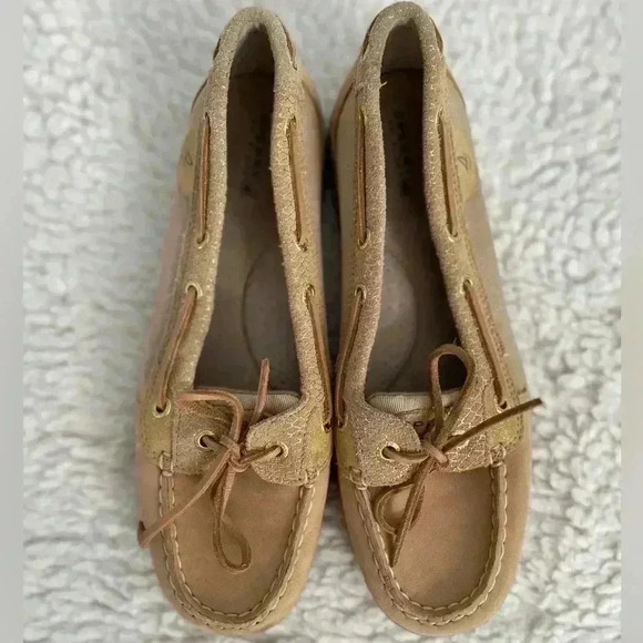 Sperry Top Sider Moccasins Beige /Gold Size 8.5 - Picture 3 of 10